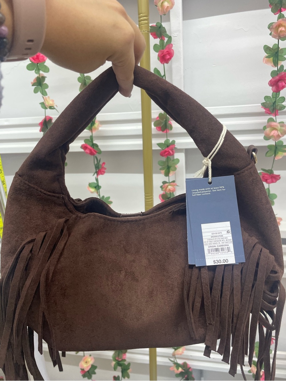 Soft Fringe Crescent Handbag - Universal Thread™ Brown - Picture 3 of 3